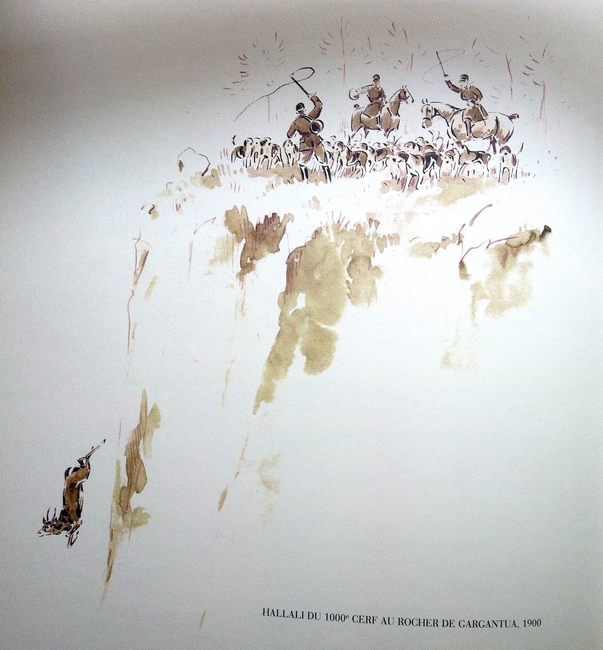 Hallali du 1000e cerf de l'équipage - Illustration tirée de l'ouvrage La Vénerie française contemporaine (1914) - Le Goupy (Paris)